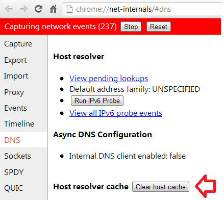 Очистить dns кэш chrome